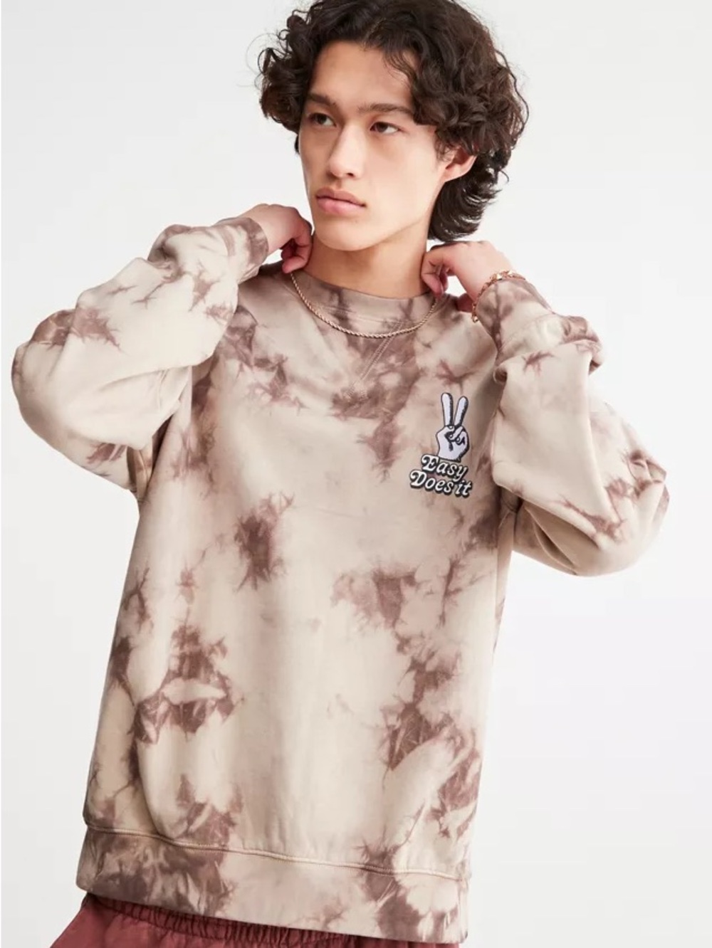 Katin Beige and Brown Tie-Dye Crewneck Sweatshirt